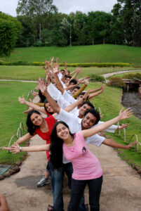 Smiling young people enjoying a program session