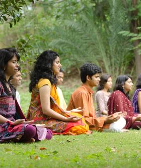 Meditating with diverse people