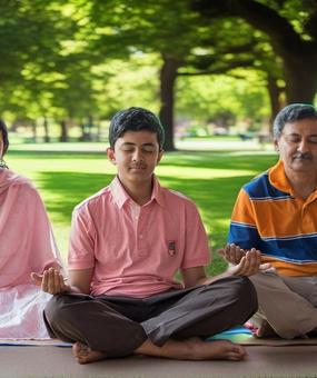 Yoga - Meditating with family