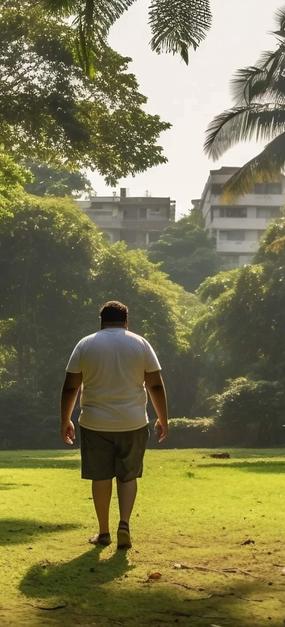 fat man walking for weight loss