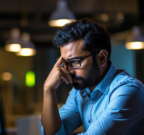 stressed man in office