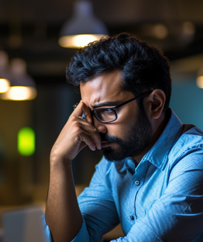 stressed man in office