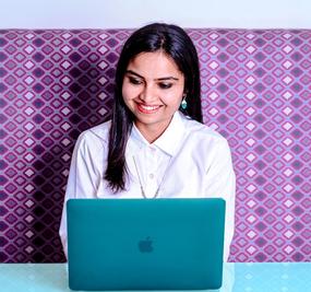 meditation yoga woman attending an online webcast session ombw