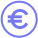 Circular outline of Euro currency icon in purple color with a circle around it